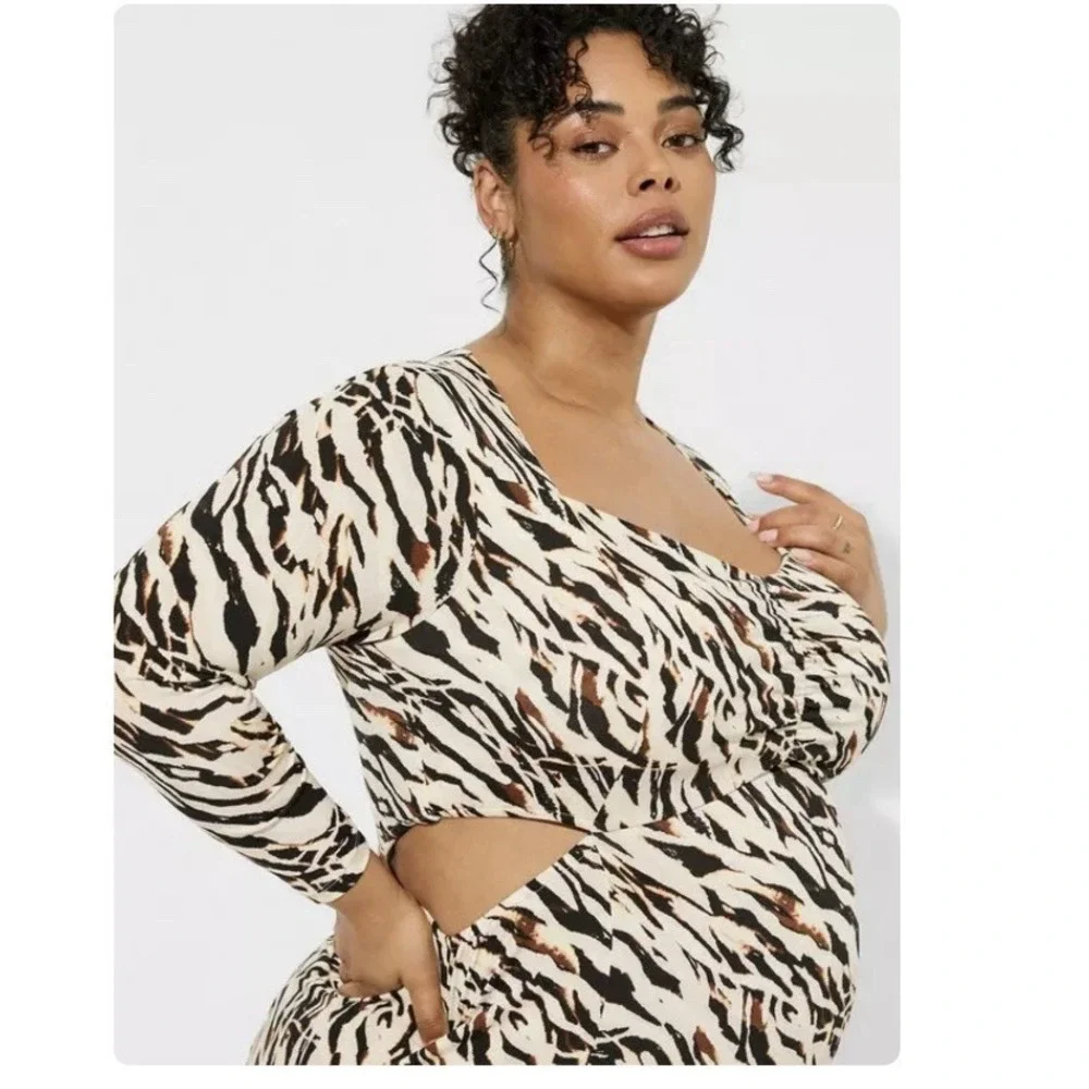 Torrid Zebra Print Cutout Stretch Knit Maxi Dress Size 3X‎